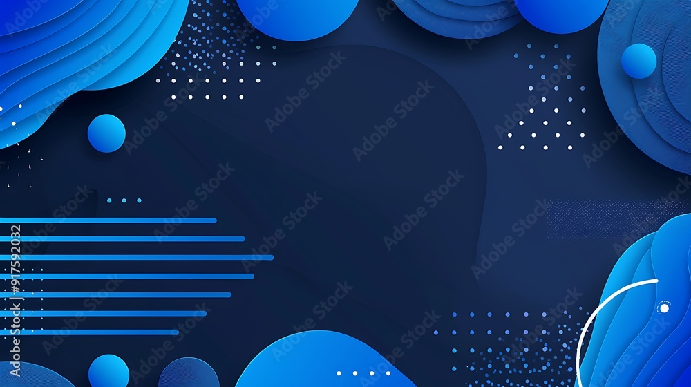 Poster Dynamic Blue Waves: An Abstract Background of Fluidity and Depth for Creative Projects