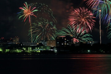 琵琶湖の花火大会の風景