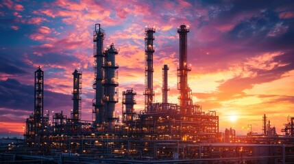 Fototapeta premium Petrochemical industry with Twilight sky