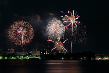 琵琶湖の花火大会の風景