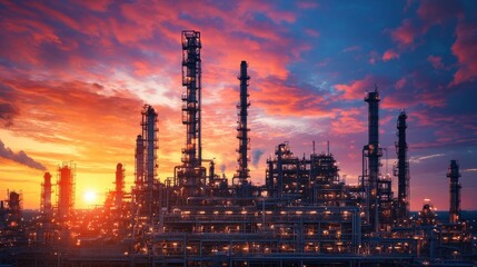 Fototapeta premium Petrochemical industry with Twilight sky