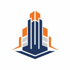 Fototapeta premium Building logo design with technology concept vector art Illustration. 