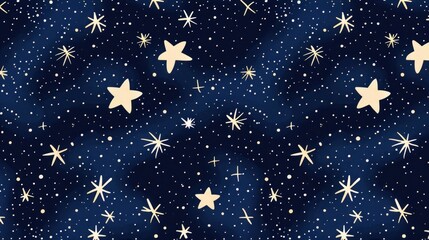 Night Sky with Stars Seamless Pattern