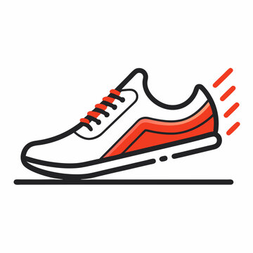 recommend clip art: Running Shoe Icon Line Style on a white background.