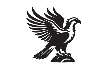 Fototapeta premium a silhouette vector of Osprey icon in white background