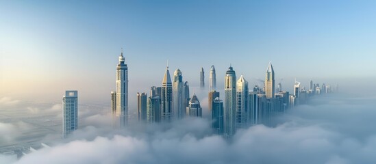Fototapeta premium Dubai Skyline Emerging from the Clouds