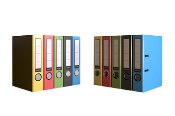 Colorful rows of binders for organizing office supplies or academic materials