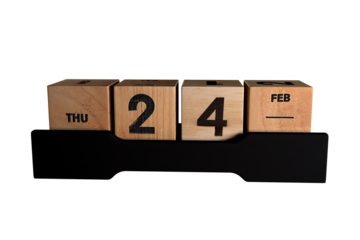 A wooden calendar with the number 24 on it