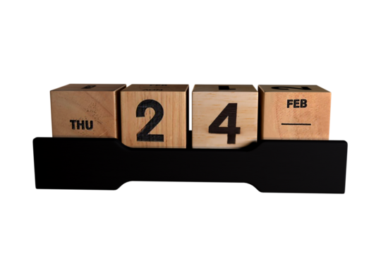 A wooden calendar with the number 24 on it