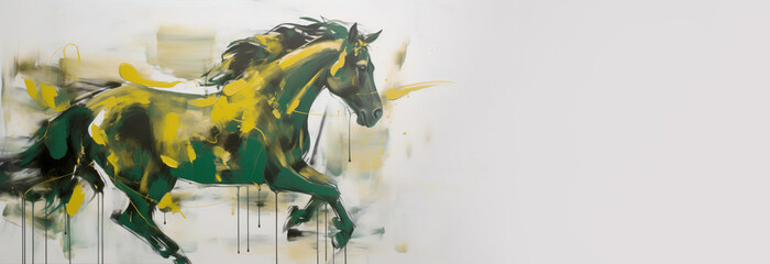 Horse on a white background drawing watercolor painting. Abstract animal art.