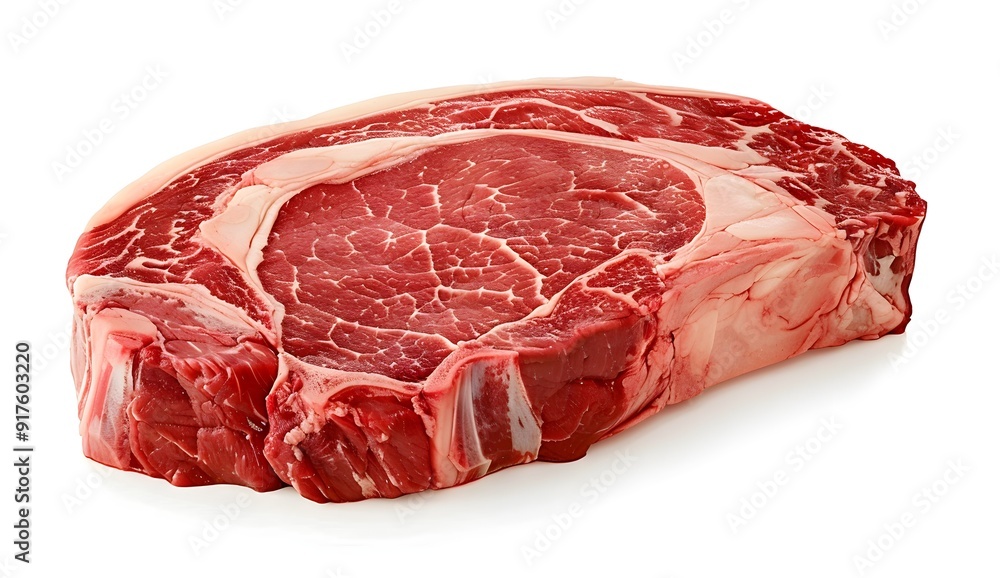 Wall mural raw ribeye steak isolated on white background