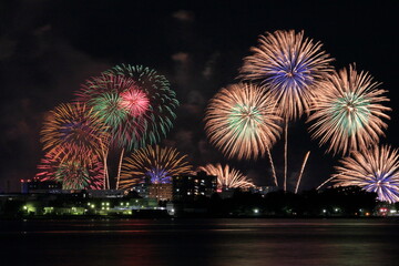 琵琶湖の花火大会の風景