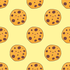 seamless pattern cute cookies handdrawn, suitable for any purpose. for example, background, website design, mobile app, wallpaper, wrapping paper,  textile, etc