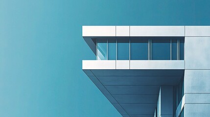 Modern Minimalism: Architectural Detail Against Vibrant Blue Sky 