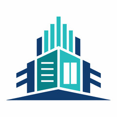 Fototapeta premium Building logo with technology concept vector art Illustration.