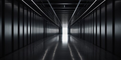 Modern Black and White Geometric Corridor with Zigzag Panels and