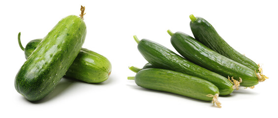 Green cucumber on the white background