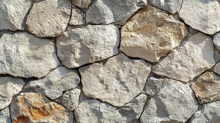 Stone Wall Texture: A close-up shot of a rustic stone wall, showcasing the natural beauty and texture of irregular stones. 