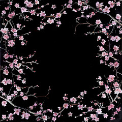 Cherry blossom branches frame illustration