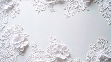 White Floral Elegance: A delicate, white floral frame on a textured background, offering a serene and sophisticated backdrop for elegant designs. 