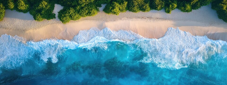 Aerial image lonely paradisiacal beach