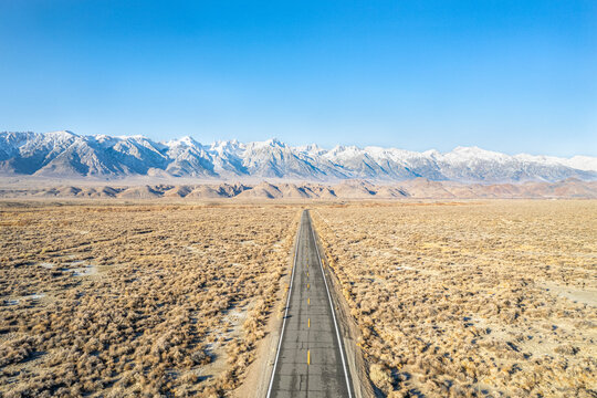Endless Road to Lone Pine with Sierra Nevada Backdrop