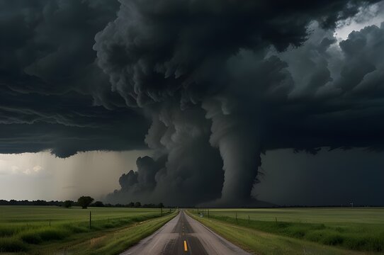 A fierce tornado in the sky,Natural Disaster Reduction Day, genarative ai