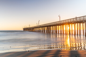 Golden Sunset Reflections at Avila Beach Pier