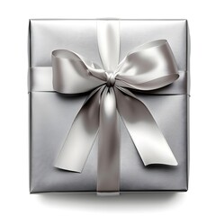 Silver gift box with bow