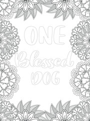 Mothers-Day Quotes Flower Coloring Page Beautiful black and white illustration for adult coloring book