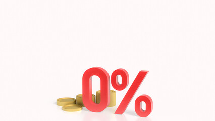 The red zero percent for Business concept 3d rendering.