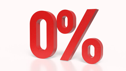 The red zero percent for Business concept 3d rendering.