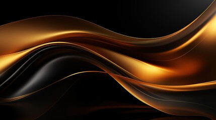 Obraz premium Abstract gold and black wavy background.