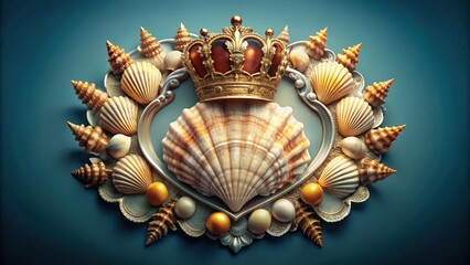 Obraz premium Crown Shell Shield Animal Arts Collection, crown, shell, shield, animal, arts, collection, design, decor, marine, sea