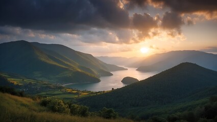 Obraz premium sunset over the mountains