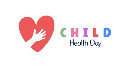 Animated text child health day with icon heart with hand. suitable to use for child health day Great to use for events and celebrations. - Powered by Adobe