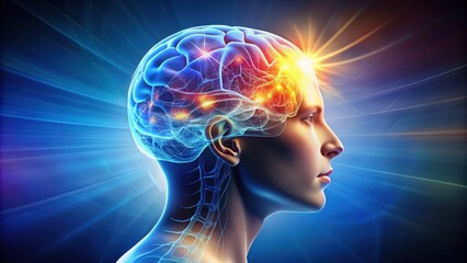 of a human head with a brain design, representing mental concepts, brain, head, human, mental, idea, mind