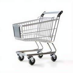 Shopping trolley cart on white background image,
