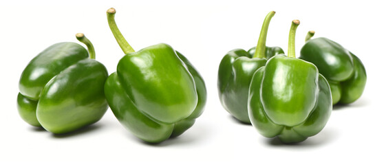 fresh green bell pepper (capsicum) on a white background