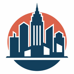 Buildings vector city icon. vector illustration in flat design, skyscraper. hotel symbol. Penthouse logo.