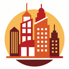 Buildings vector city icon. vector illustration in flat design, skyscraper. hotel symbol. Penthouse logo.