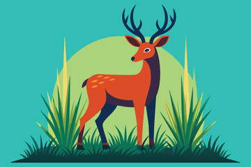 Deer grass silhouette vector illustration C.eps