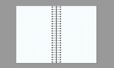 paper notebook, two sided graph paper note book, notebook sheet, notebook pages vector illustration.