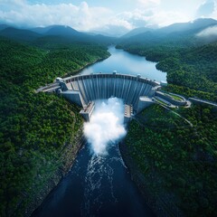 AI-driven emergency response systems and an advanced dam idea are shown in action.