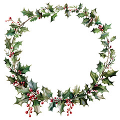 Fototapeta premium Holly floral frame wreath frame illustration