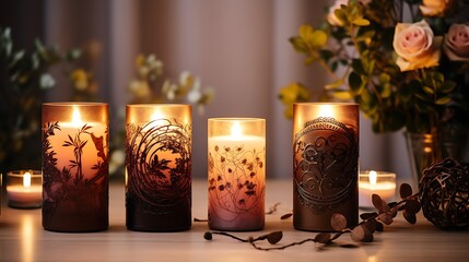 Elegant themed candles with soft lighting for relaxation and meditation
