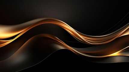 Abstract gold and black wavy lines background.