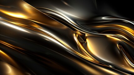 Abstract gold and black wavy lines background.