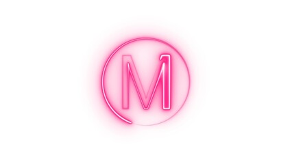 Animated Glowing Neon Alphabet, Letter, Font Icon Illustration on White Background.