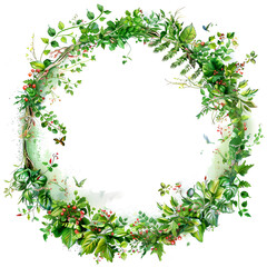Naklejka premium Magical forest frame wreath frame illustration
